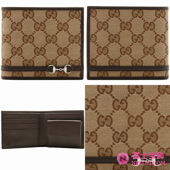 GUCCI/グッチ 2012年春夏ICON HORSEBIT定番キャンバスGG柄ホースビットディテール2つ折り財布 245773 FAFXN 9569 